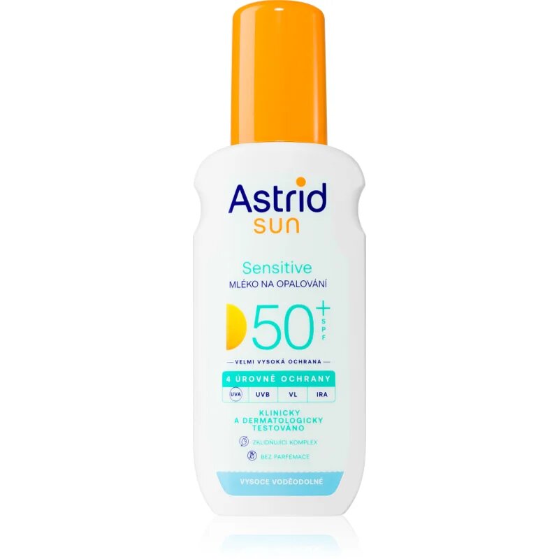 Astrid Sun Sensitive слънцезащитно мляко в спрей SPF 50+ с висока UV защита 150 мл.