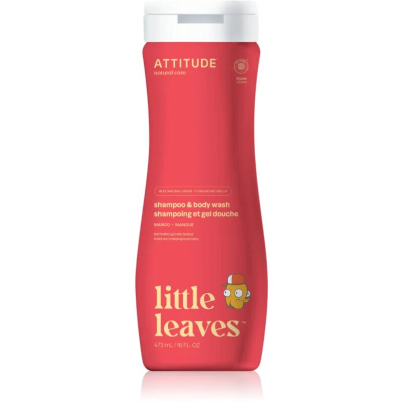 Attitude Little Leaves Mango детски миещ гел и шампоан с аромат на манго 473 мл.
