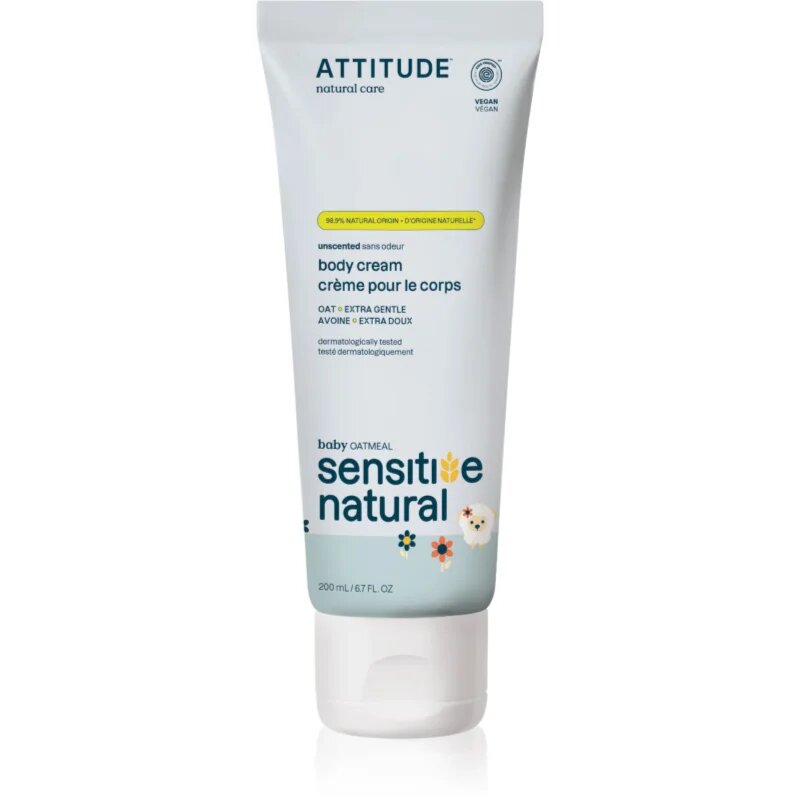 Attitude Sensitive Natural Baby Oatmeal хидратиращ и успокояващ крем за чувствителна кожа за деца 200 мл.