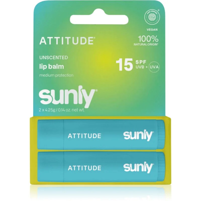 Attitude Sunly Lip Balm балсам за устни без парфюм 2x4.25 гр.