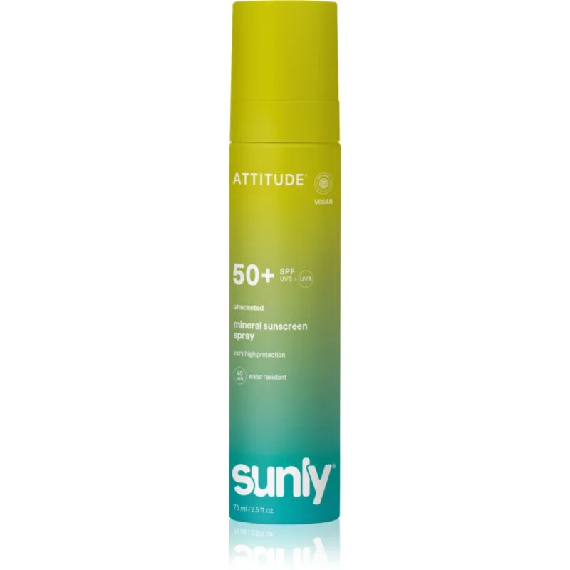 Attitude Sunly Mineral Sunscreen Spray SPF 50+ слънцезащитен минерален спрей без парфюм SPF 50+ 75 мл.