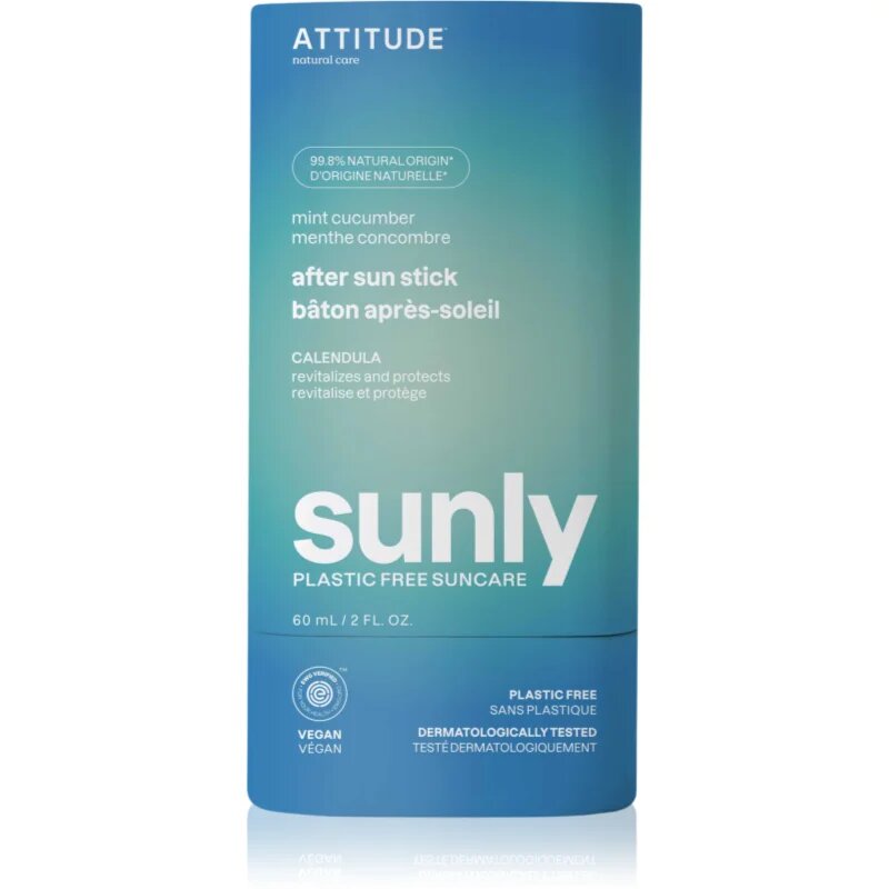 Attitude Sunly Plastic Free Suncare успокояващ крем след слънчеви бани Mint Cucumber 60 гр.