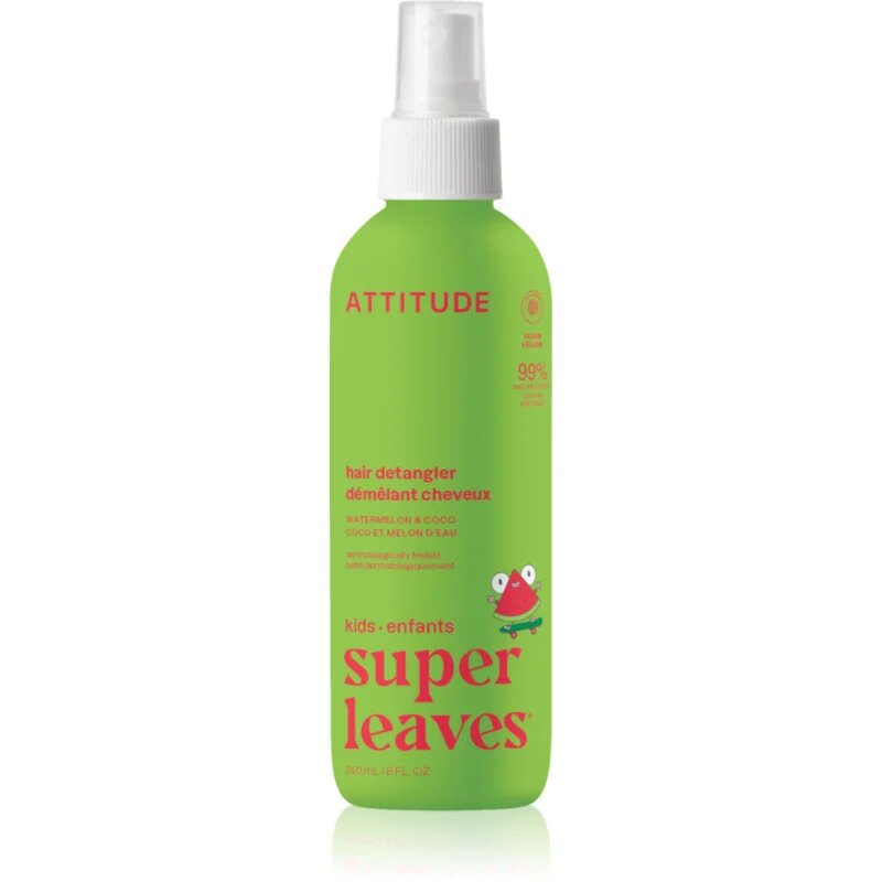 Attitude Super Leaves Kids спрей за по-лесно разресване на косата с аромат на диня и кокос 240 мл.