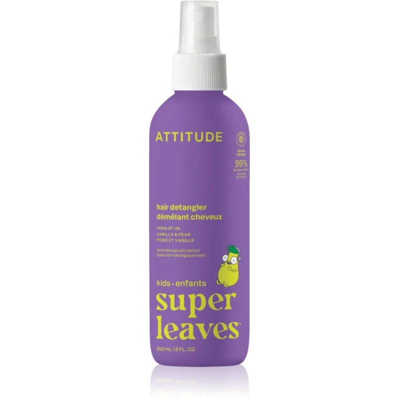 Attitude Super Leaves Kids спрей за по-лесно разресване на косата с аромат на ванилия и круша за деца Vanilla & Pear 240 мл.