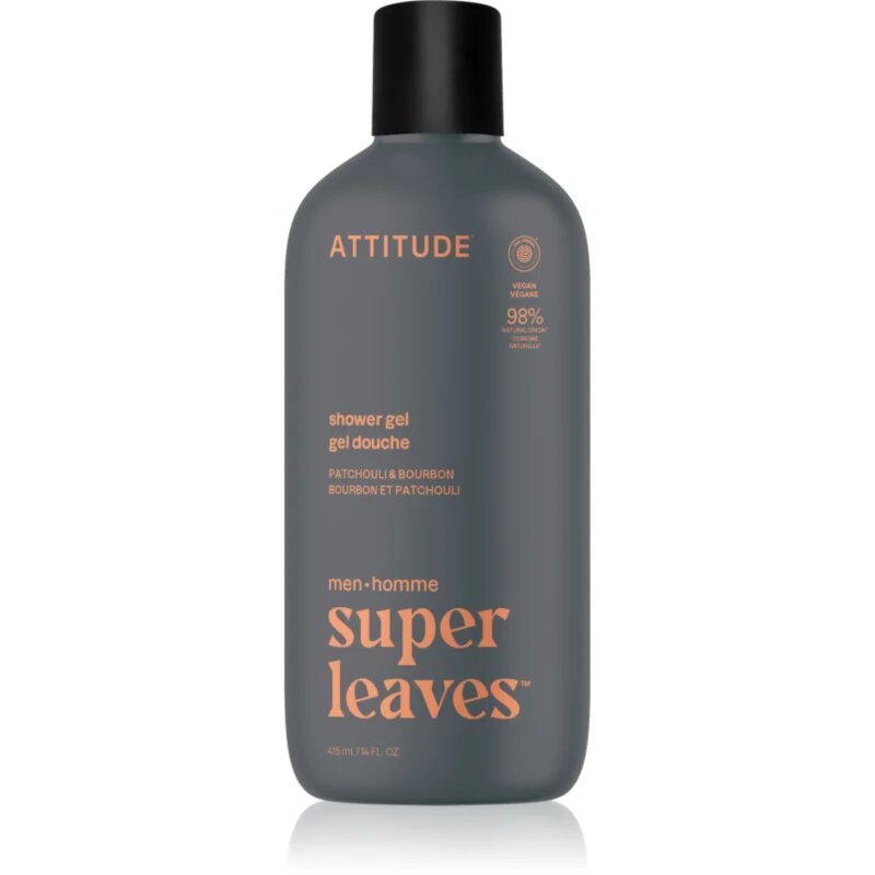 Attitude Super Leaves Men Shower Gel душ гел за мъже Patchouli & Bourbon 415 мл.