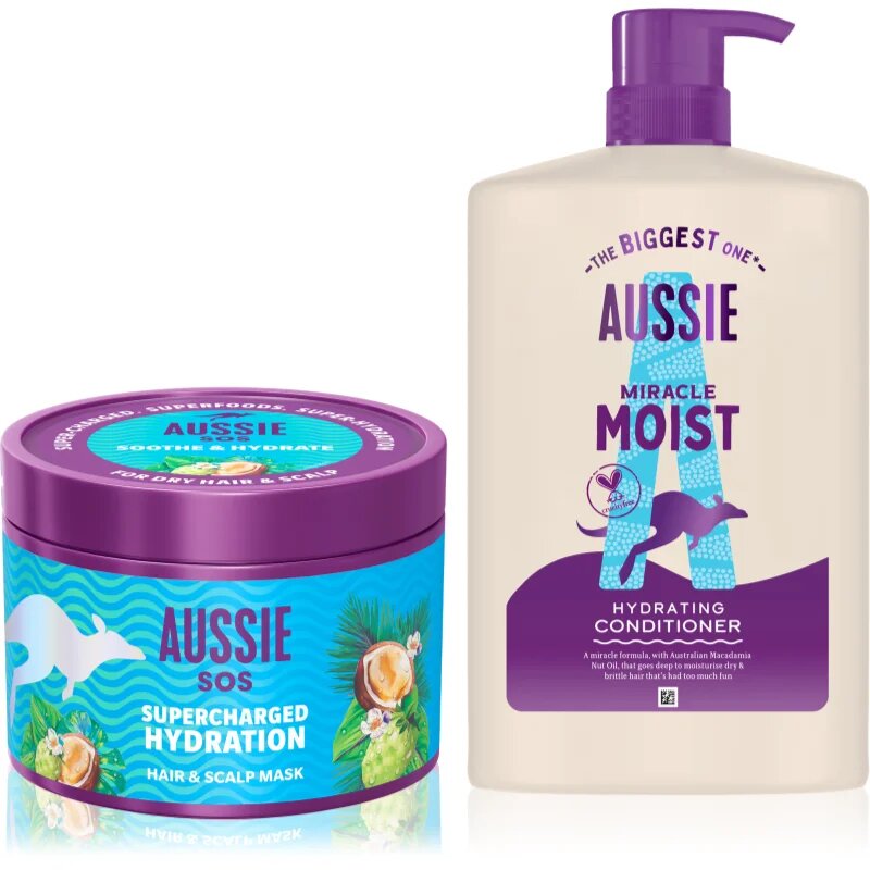 Aussie SOS & Miracle Moist комплект за суха и увредена коса