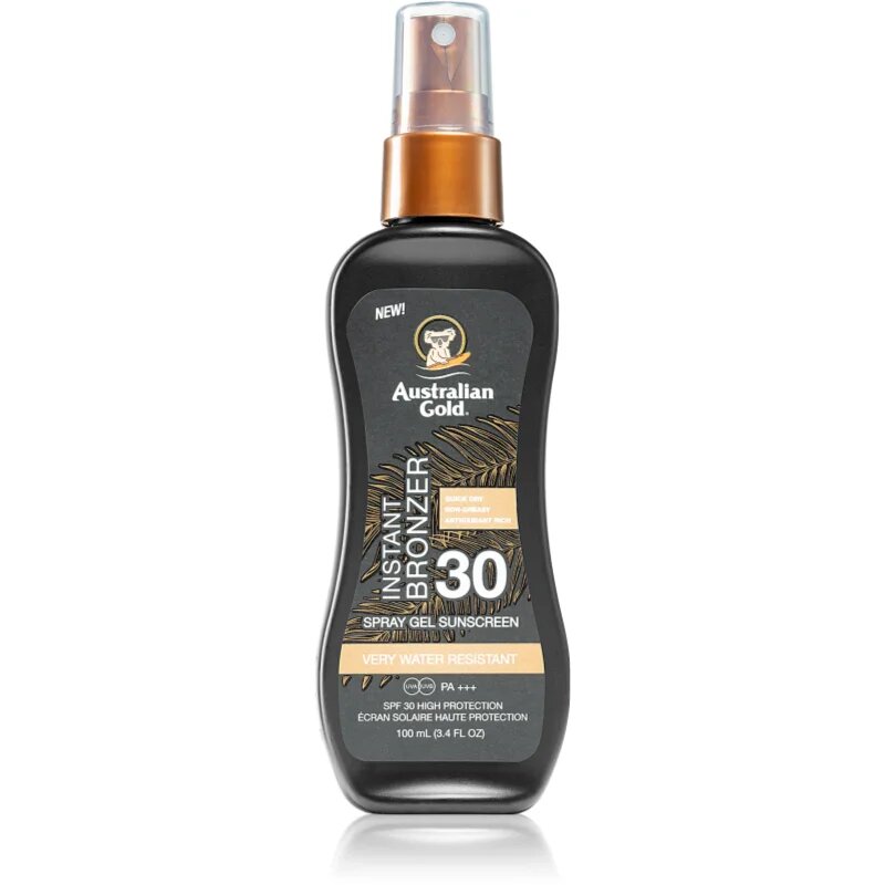 Australian Gold Instant Bronzer защитна грижа против слънчеви лъчи с бронзър SPF 30 100 мл.