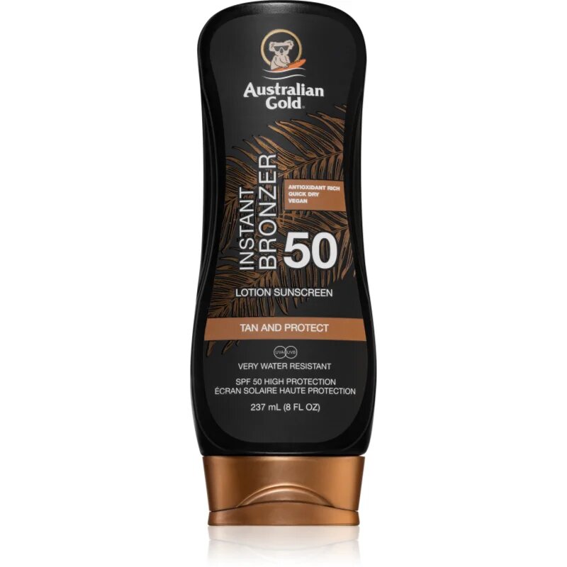 Australian Gold Lotion With Bronzer защитна грижа против слънчеви лъчи с бронзър SPF 50 237 мл.