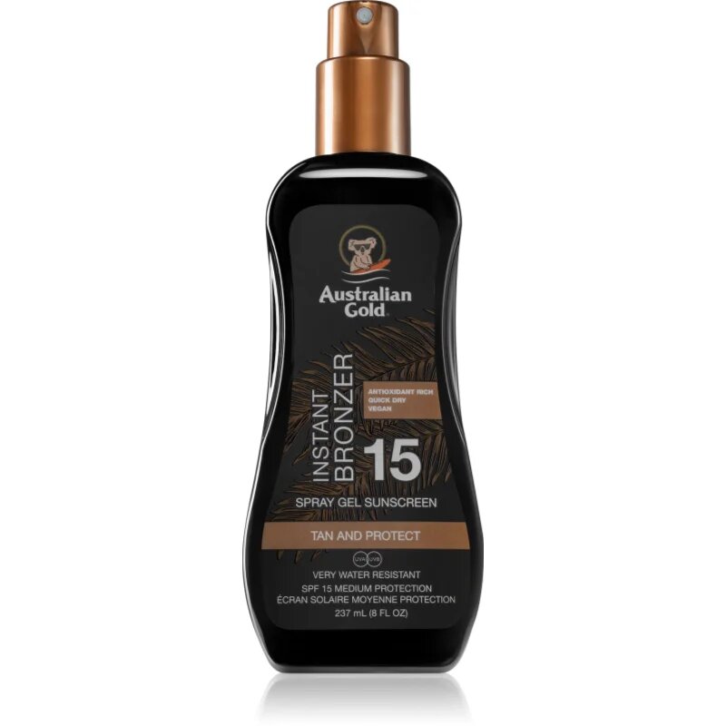 Australian Gold Spray Gel Sunscreen With Instant Bronzer бронзиращ спрей SPF 15 237 мл.