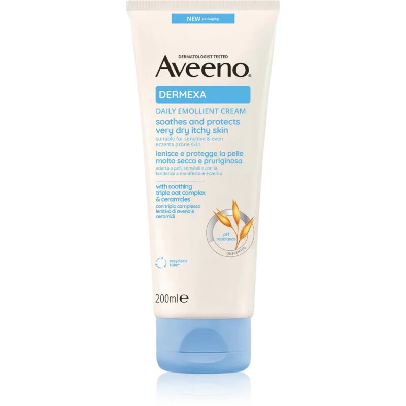 Aveeno Dermexa Daily Emollient Cream успокояващ крем за суха и раздразнена кожа 200 мл.