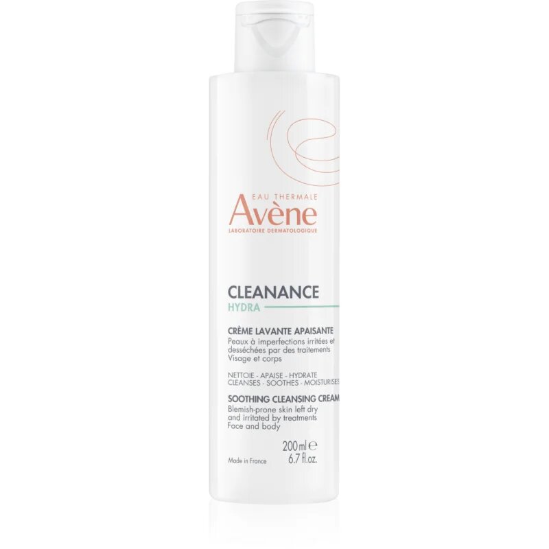 Avene Cleanance Hydra успокояващ почистващ крем за кожа която е суха и раздразнена от медикаментозно лечение на акне 200 мл.