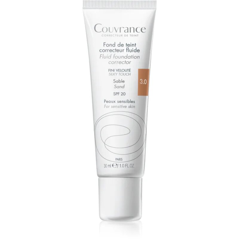 Avene Couvrance Fluid Foundation Corrector течен покривен фон дьо тен SPF 20 цвят 3.0 Sand 30 мл.