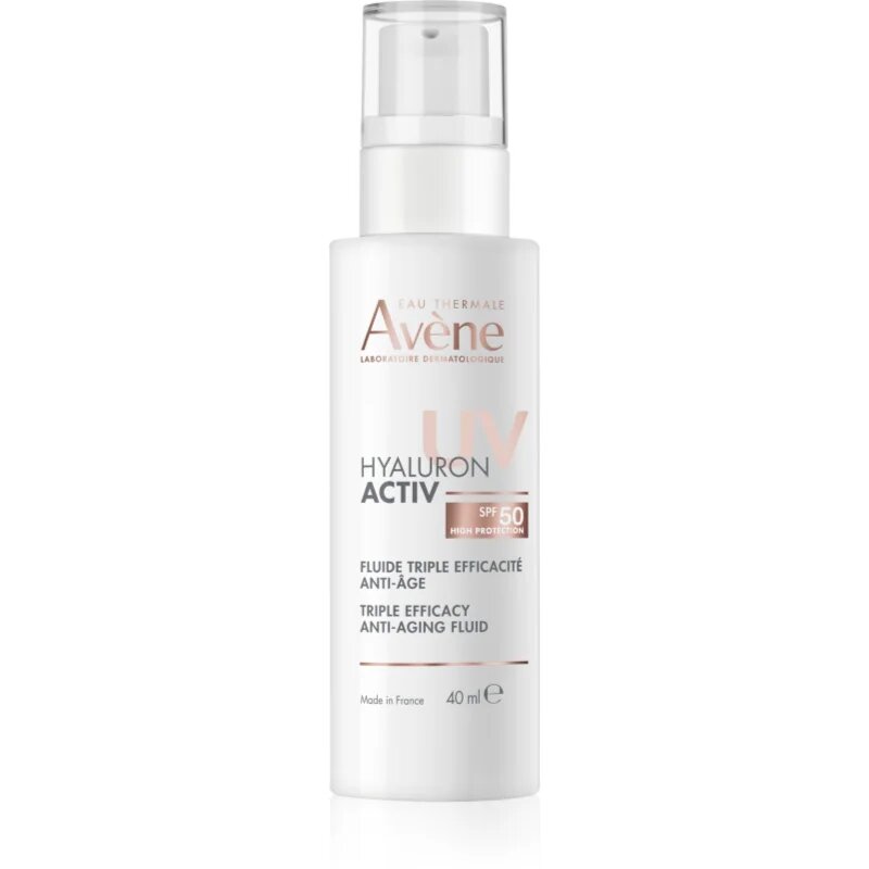Avene Hyaluron Activ UV Triple Efficacy Anti-Aging Fluid защитен флуид с хиалуронова киселина SPF 50 40 мл.