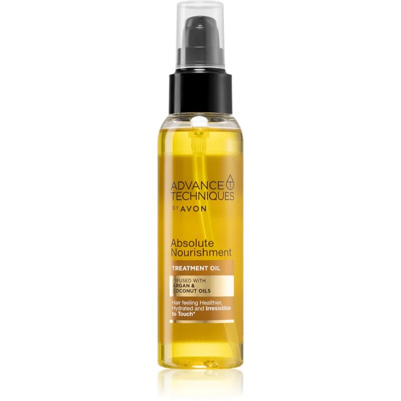 Avon Advance Techniques Absolute Nourishment подхранващо масло за коса с арганово масло с кокосово масло 100 мл.