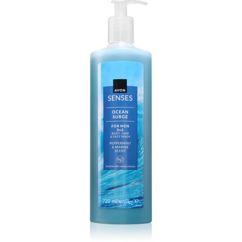 Avon Senses Ocean Surge душ-гел за мъже 3 в 1 720 мл.