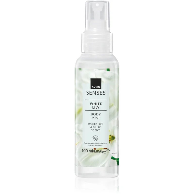 Avon Senses White Lily & Musk освежаващ спрей за тяло 100 мл.