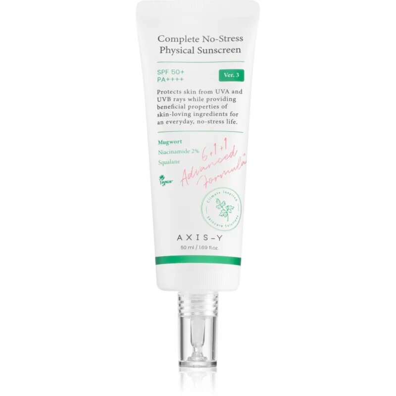 AXIS-Y 6+1+1 Advanced Formula Complete No-Stress Physical Sunscreen лек защитен крем за лице SPF 50+ 50 мл.