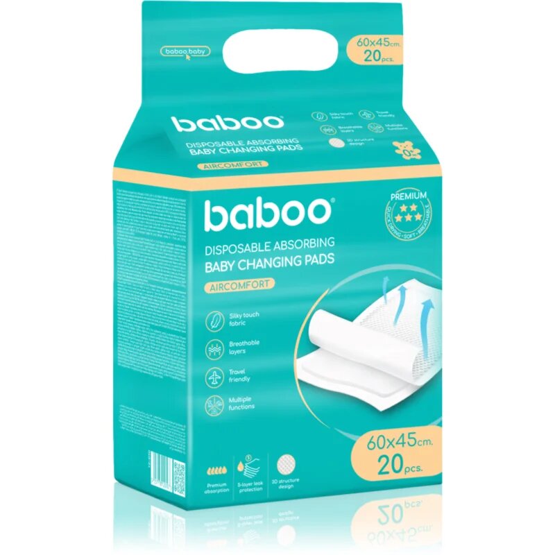 Baboo AirComfort Disposable Absorbing Changing Pads еднократни подложки за смяна на пелените 60×45 cm 20 бр.