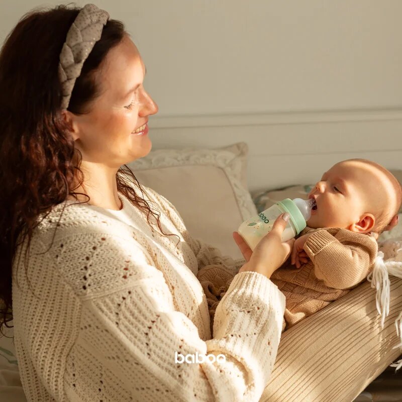 Baboo Anti-colic Feeding Bottle шише против колики за деца от раждането им Peachy Keen 0 m+ 1 бр.
