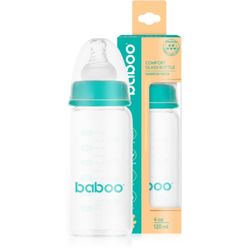 Baboo Anti-Colic Glass Bottle стъклено шише против колики 0m+ 120 мл.