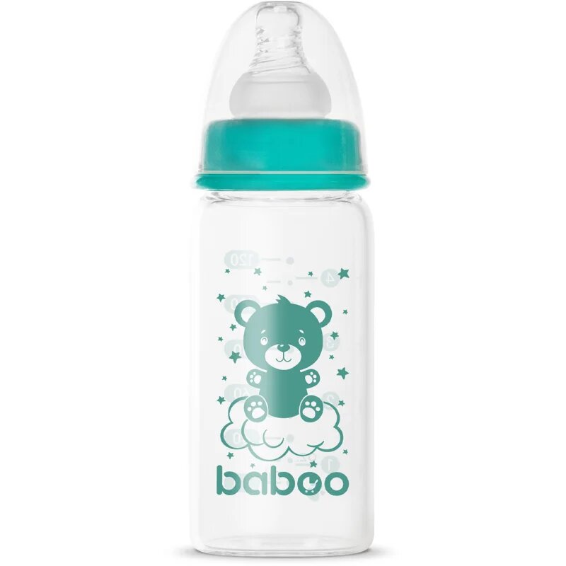 Baboo Anti-colic Glass Feeding Bottle Narrow Neck стъклено бебешко шише 0m+ 1 бр.
