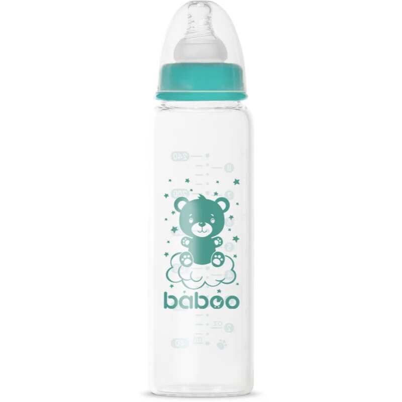 Baboo Anti-colic Glass Feeding Bottle Narrow Neck стъклено бебешко шише 3m+ 1 бр.