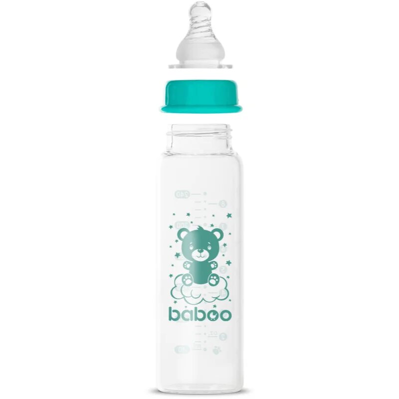 Baboo Anti-colic Glass Feeding Bottle Narrow Neck стъклено бебешко шише 3m+ 1 бр.
