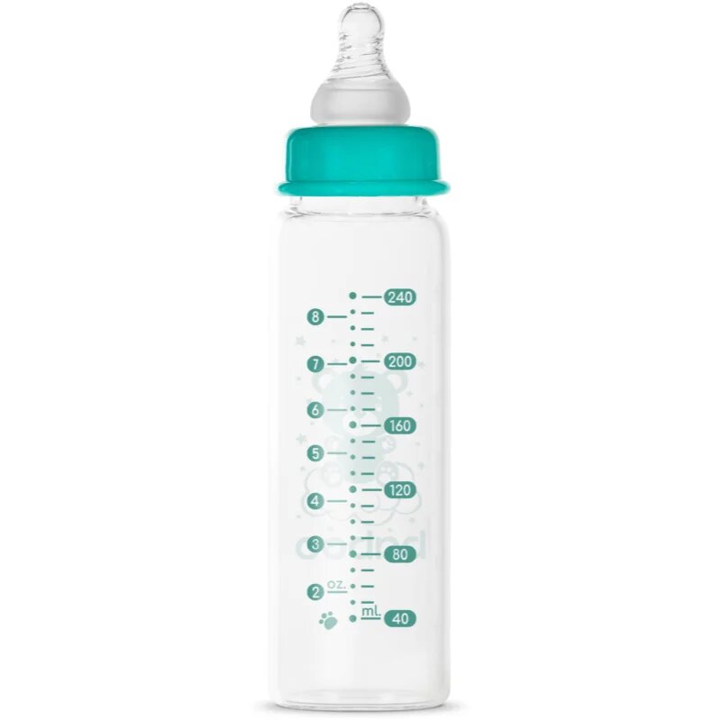 Baboo Anti-colic Glass Feeding Bottle Narrow Neck стъклено бебешко шише 3m+ 1 бр.