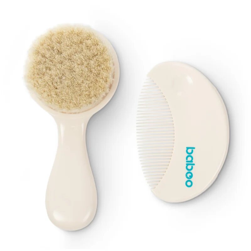Baboo Baby Hair Brush and Comb Set комплект За коса за деца от раждането им Beige 2 бр.
