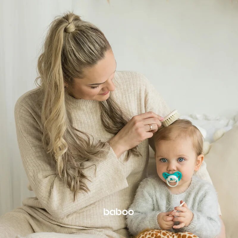 Baboo Baby Hair Brush and Comb Set комплект За коса за деца от раждането им Beige 2 бр.