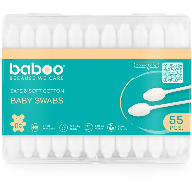 Baboo Baby Swabs клечки за уши за деца от раждането им 55 бр.
