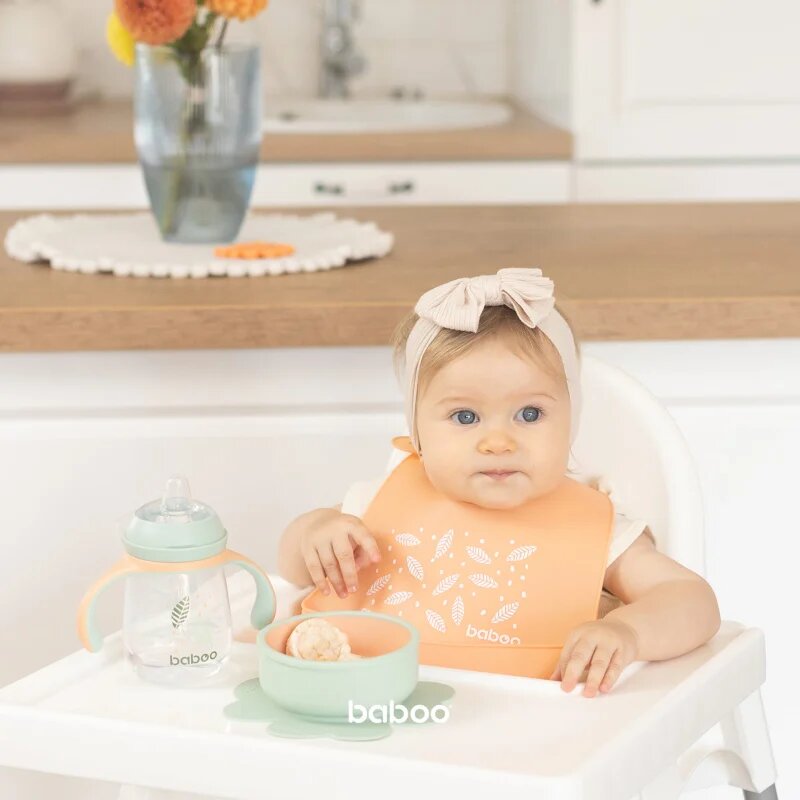 Baboo Cup with Silicone Spout чаша с дръжки Peachy Keen 6m+ 1 бр.