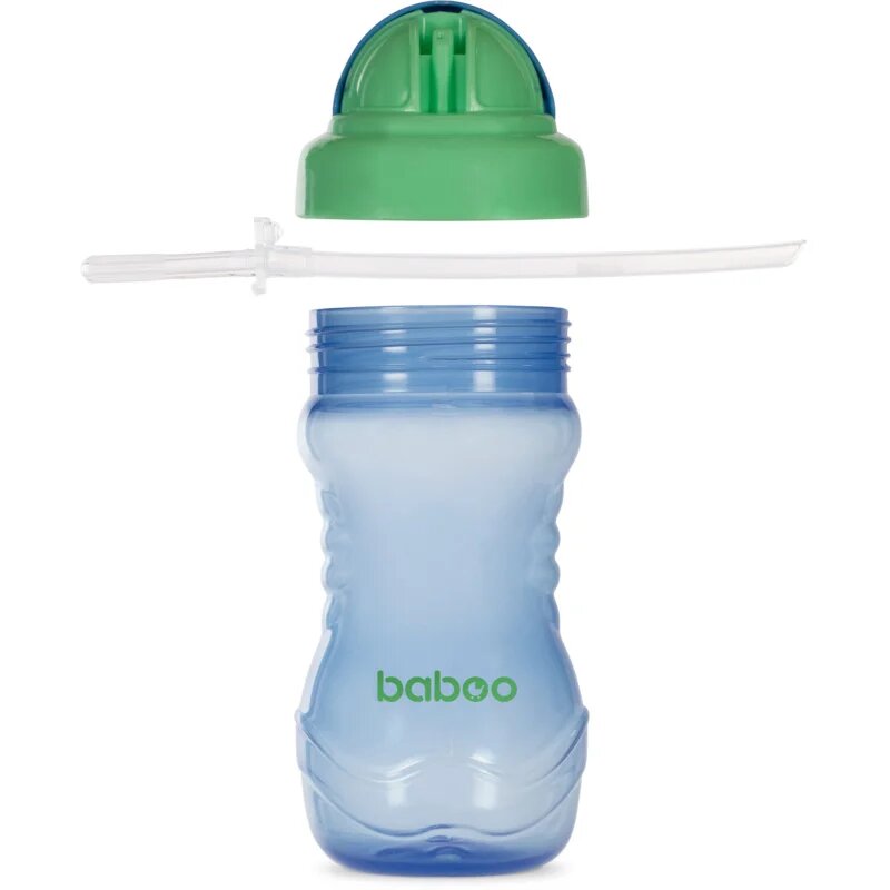 Baboo Cup with Silicone Straw шише със сламка Blue 9m+ 360 мл.