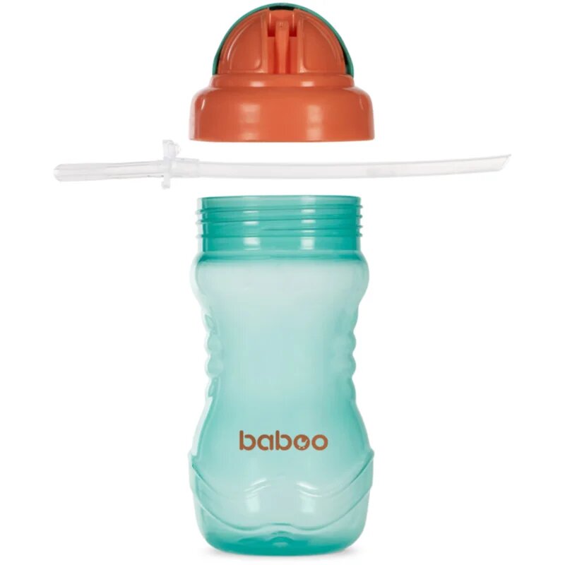 Baboo Cup with Silicone Straw шише със сламка Green 9m+ 360 мл.