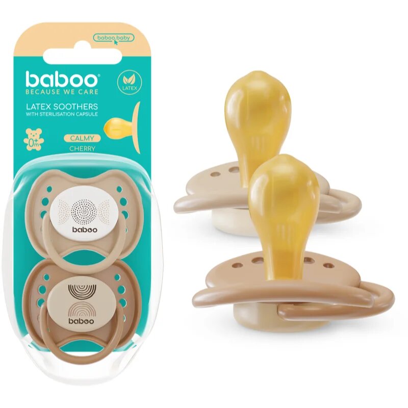 Baboo Soothers Round Latex with Case биберон Au Naturale 0-6 m 2 бр.