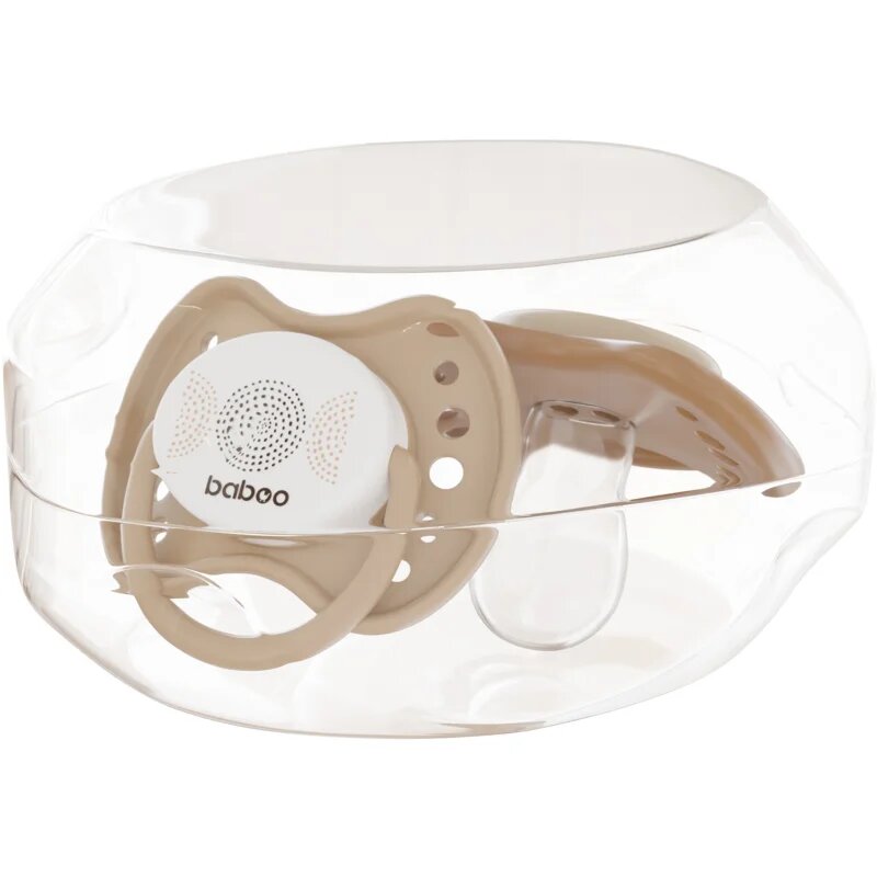 Baboo Soothers Silicone Symmetrical with Case биберон Au Naturale 0-6 m 2 бр.