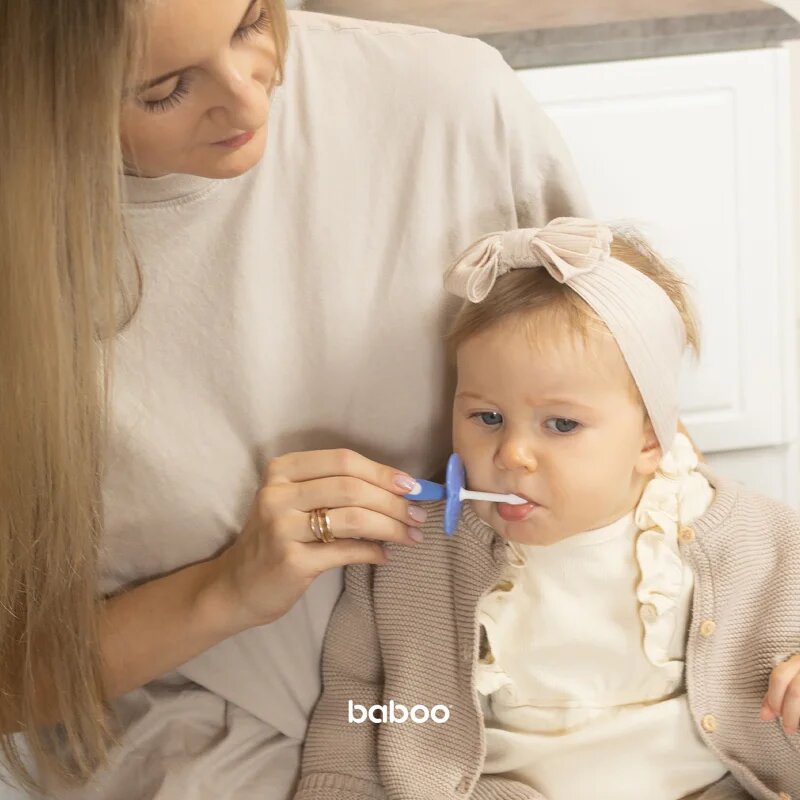 Baboo Toothbrush Set Комплект за дентална грижа за бебета Blue Haze 6m+ 3 бр.