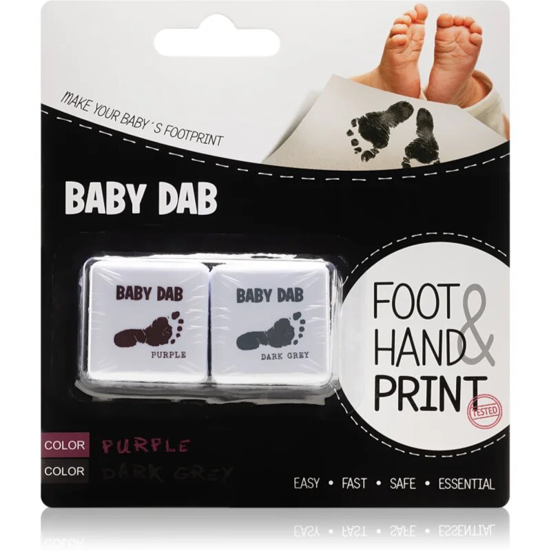 Baby Dab Foot & Hand Print Purple & Grey боя за детски печати 2 бр.