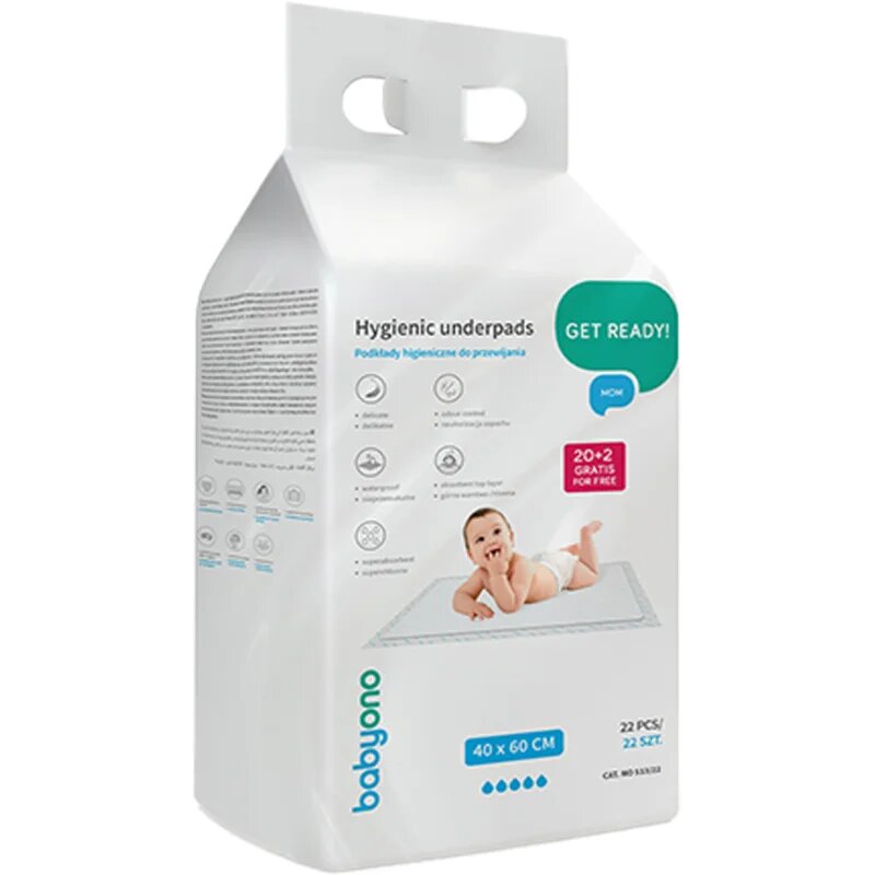 BabyOno Get Ready Hygienic Underpads еднократни подложки за смяна на пелените 40 x 60 cm 22 бр.