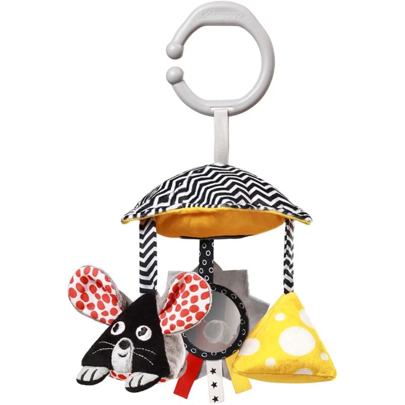 BabyOno Mouse контрастна играчка за окачане 0m+ 1 бр.