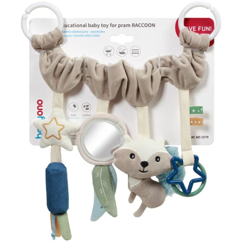 BabyOno Raccoon контрастна играчка за окачане 0m+ 1 бр.