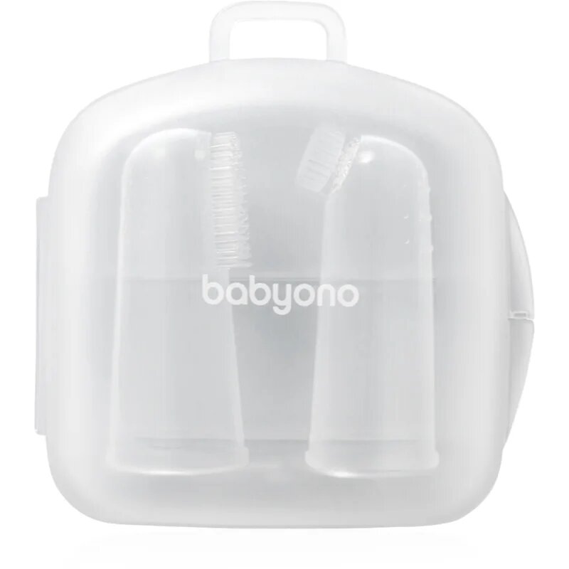 BabyOno Silicone Toothbrush детска четка за зъби за върху пръст с калъфка 0m+ 2 бр.