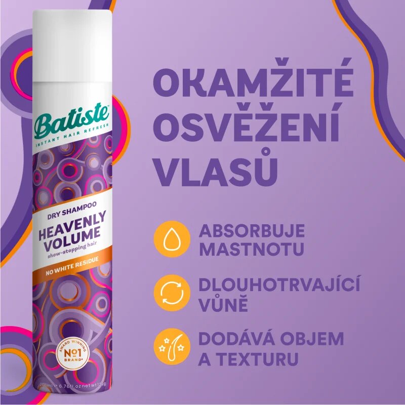 Batiste Heavenly Volume сух шампоан за обем и блясък 200 мл.