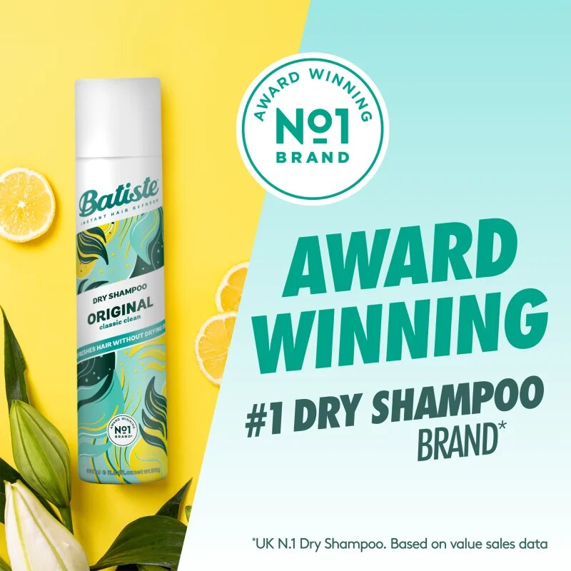 Batiste Original сух шампоан за абсорбиране на излишния себум а освежаване на косата 350 мл.