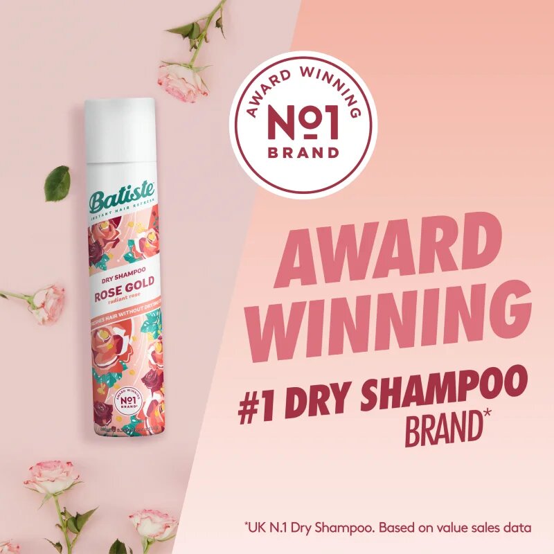 Batiste Rose Gold сух шампоан за абсорбиране на излишния себум а освежаване на косата 200 мл.