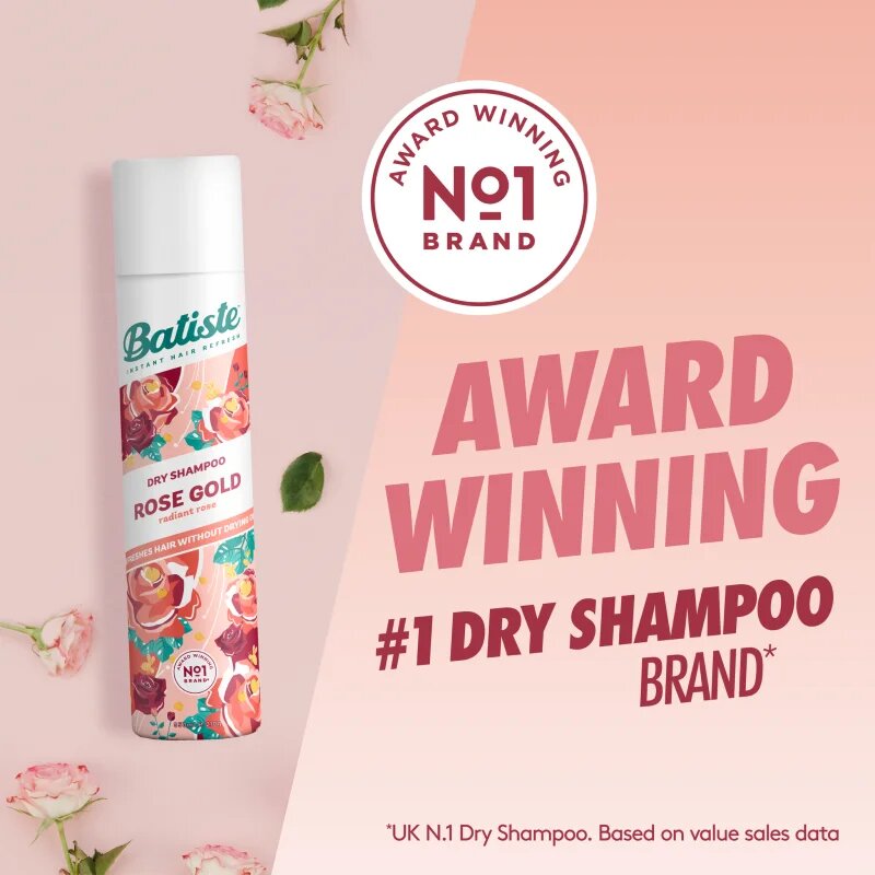 Batiste Rose Gold сух шампоан за увеличаване обема на косата 350 мл.