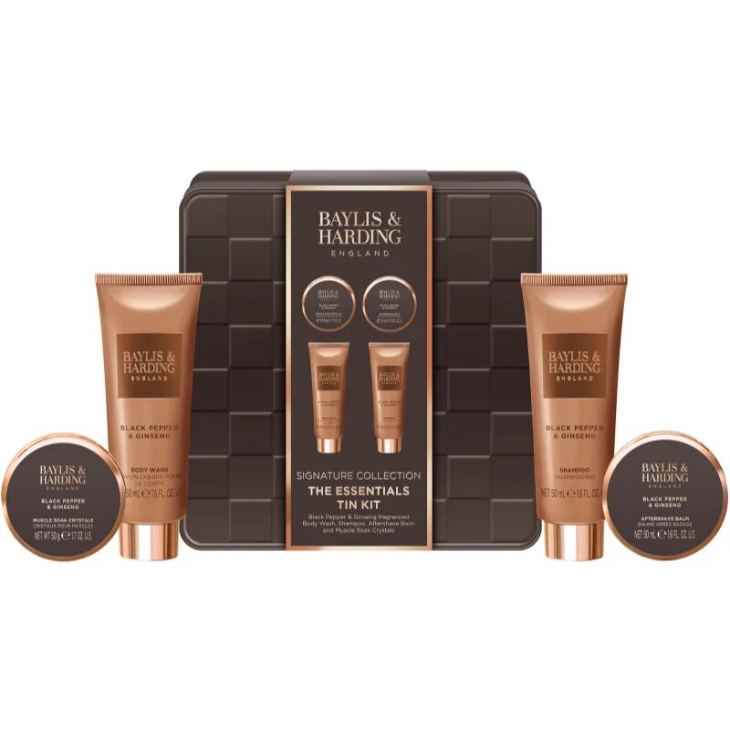 Baylis & Harding Black Pepper & Ginseng подаръчен комплект метална кутия за мъже