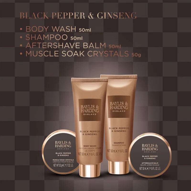 Baylis & Harding Black Pepper & Ginseng подаръчен комплект метална кутия за мъже