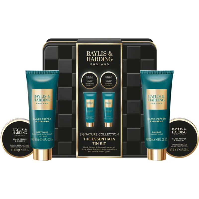 Baylis & Harding Black Pepper & Ginseng подаръчен комплект метална кутия за мъже