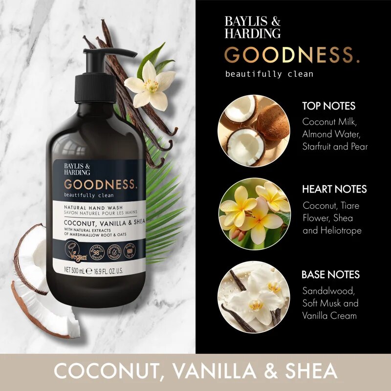 Baylis & Harding Goodness Coconut Vanilla & Shea натурален течен сапун за ръце 500 мл.
